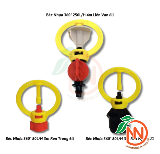 Béc Nhựa Phun Mưa 360° Ren Trong/ Ren Ngoài - Đủ Loại