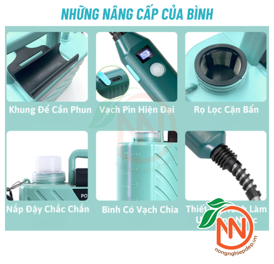 Bình Phun Điện 5L | Có Vạch Pin
