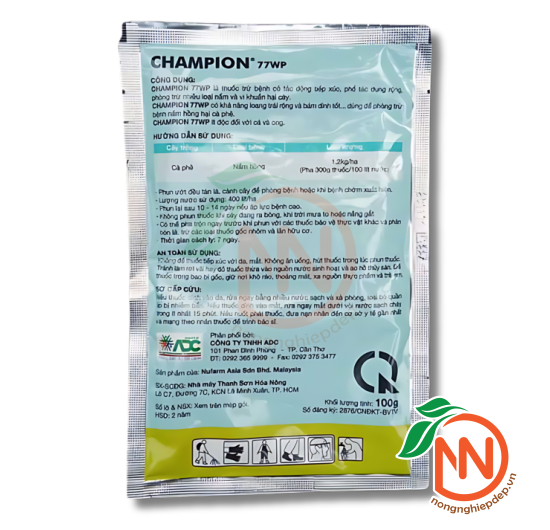 Champion 77WP - Thuốc Trừ Bệnh Nấm Hồng Và Thán Thư