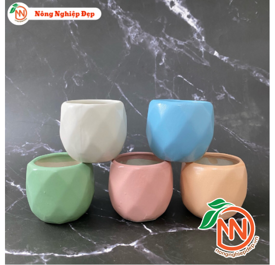 Chậu Sứ Trụ Trám Trồng Cây - Chậu Gốm Sứ Mini Trồng Cây Để Bàn