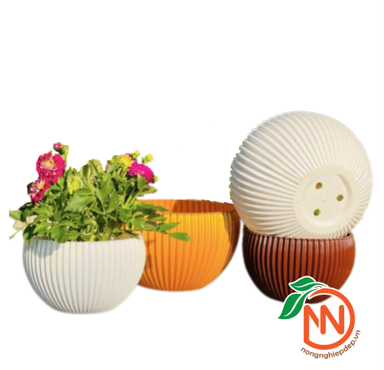 Chậu Nhựa Treo Gân Sọc - Chậu Treo Ban Công, Hàng Rào