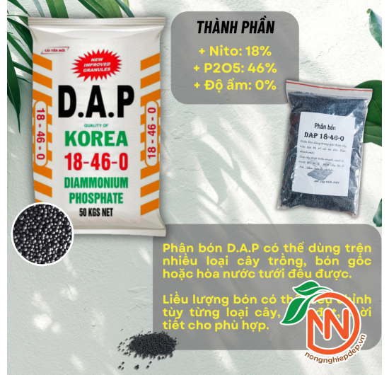 Phân Bón DAP Korea 18-46-0 | Hạt Đen