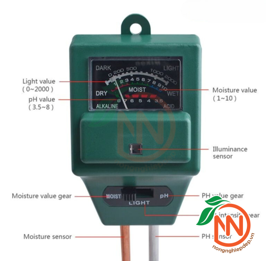 Máy Kiểm Tra Đất 3 Trong 1 AquaMateSM-311 ( pH, Độ ẩm, Ánh Sáng )