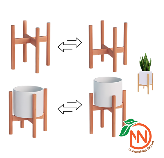 Đôn Gỗ Để Chậu Cây - Đôn Gỗ Kê Chậu Chân Tròn