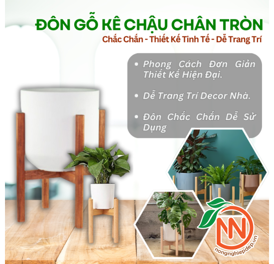 Đôn Gỗ Để Chậu Cây - Đôn Gỗ Kê Chậu Chân Tròn