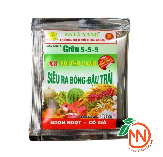 Phân Bón Lá Ba Lá Xanh - GROW 5-5-5, Siêu Ra Bông - Đậu Trái