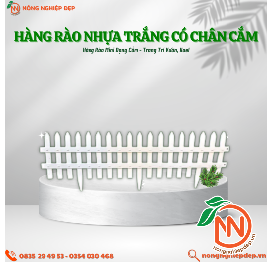 Hàng Rào Nhựa Trắng Có Chân Cắm - Hàng Rào Mini