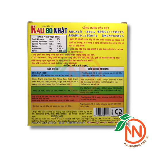 Kali Bo Nhật – Phân Bón Lá NPK