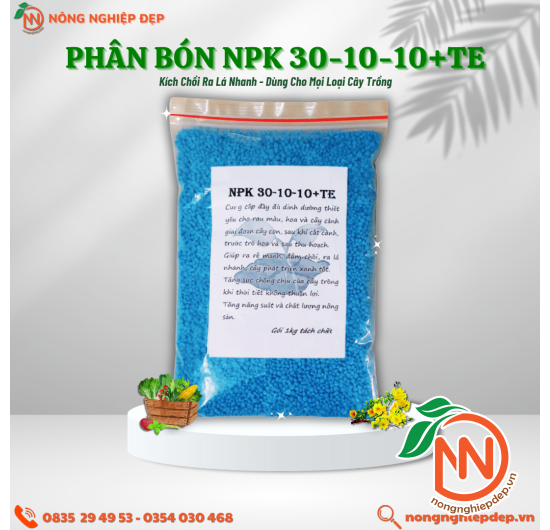 Phân Bón NPK 30-10-10+TE – Kích Chồi Ra Lá Nhanh