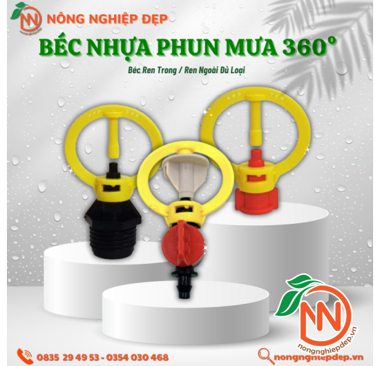 Béc Nhựa Phun Mưa 360° Ren Trong/ Ren Ngoài - Đủ Loại