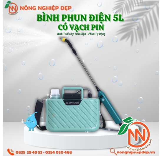 Bình Phun Điện 5L | Có Vạch Pin