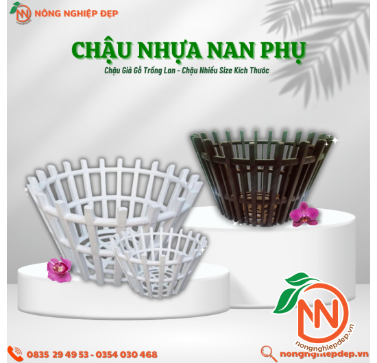 Chậu Nhựa Trồng Lan - Chậu Nhựa Nan Giả Gỗ