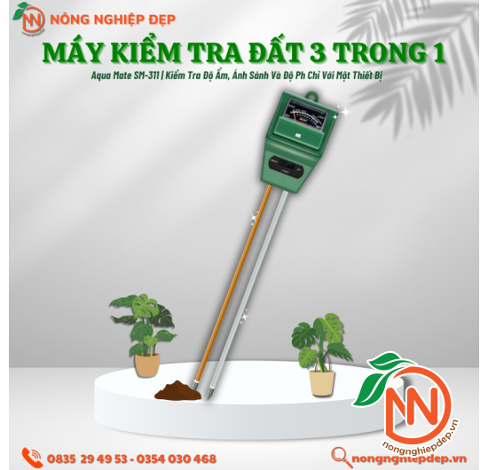 Máy Kiểm Tra Đất 3 Trong 1 AquaMateSM-311 ( pH, Độ ẩm, Ánh Sáng )