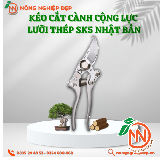 Kéo Cắt Cành Cộng Lực Lưỡi Thép SK5 Nhật Bản | Kéo Lưỡi Cong SK5 Nhật