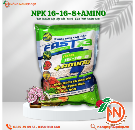 Phân Bón NPK 16-16-8+Amino | Kích Thích Ra Hoa Sớm 