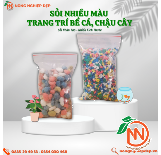 Sỏi, Đá Nhiều Màu Trang Trí Bể Cá, Chậu Cây - Nhiều Kích Thước