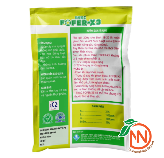 Chất Gây Rụng lá Mai RVAC FOFER X3