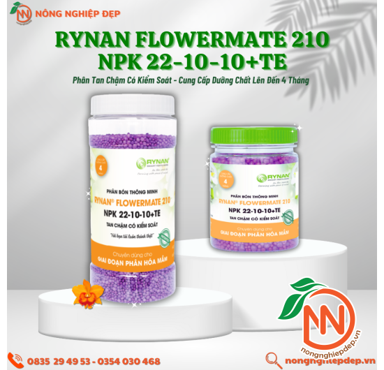 Phân Tan Chậm RYNAN 210 – NPK 22-10-10 +TE - FLOWERMATE 