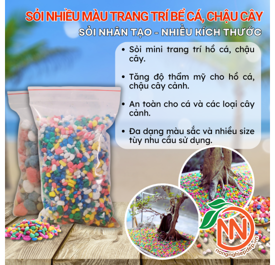 Sỏi, Đá Nhiều Màu Trang Trí Bể Cá, Chậu Cây - Nhiều Kích Thước