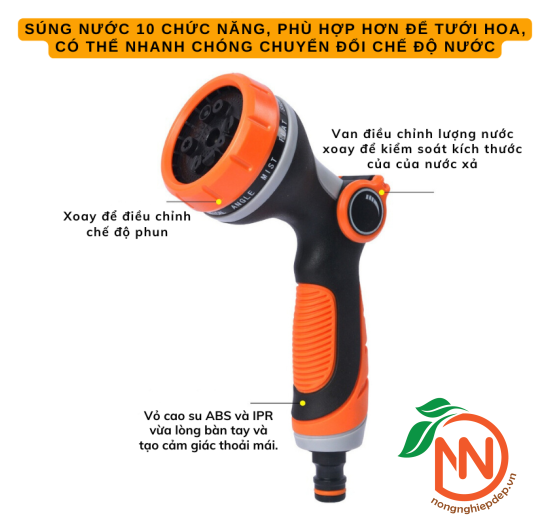 Vòi Xịt Nước Cầm Tay 10 Chế Độ