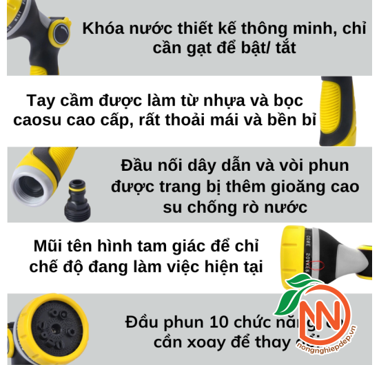 Vòi Xịt Nước Cầm Tay 10 Chế Độ